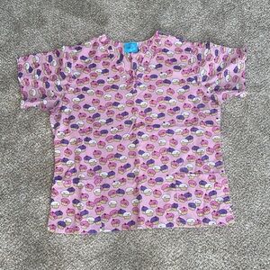 Pink Cupcake Fun Print Scrub Top Plus Size 3XL